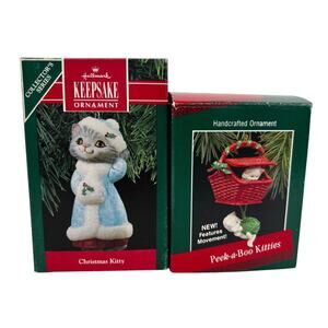 Hallmark Keepsake Ornament 1988 Peek-a-boo Kitties and Christmas Kity 1988/1990